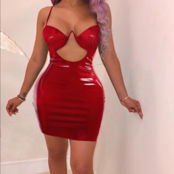 vinyl dress red